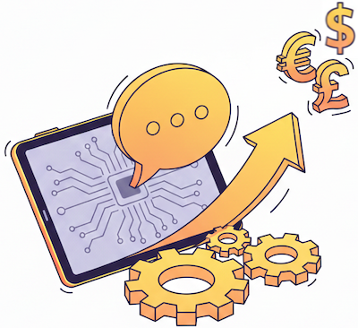 illustration of speech bubble and money