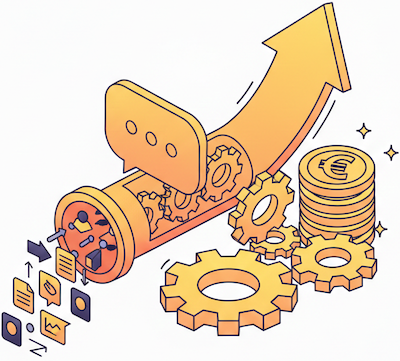 pipeline illustration of automated sales with AI