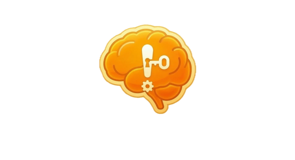 brain icon with key to solving problem