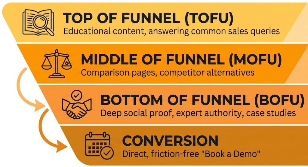 Funnel of Buyer Journey Through Website Infographic